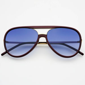 Shay (NEW) Unisex Aviator Sunglasses: Burgundy
