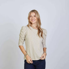 Sophie Ruched Elbow-length Tee in Sand