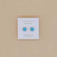 Round - Turquoise Gemstone- Gold Earrings