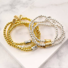 Bago Lava Nugget Bracelet with Hammered Barrel Bead Accent: 2-Tone