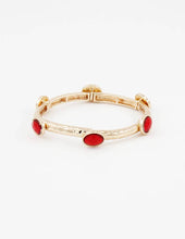 B25034 Glass Bead/Faux Pearl Adorned Stretch Bangle Bracelet: 04 CR