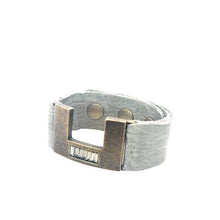Angular Horseshoe Bracelet with Baguettes: Vintage Brown w Black Diamond
