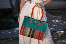 Zafran Two Tone Wide Stripe Straw Beach Bag: Small / Cappuccino Two Tone