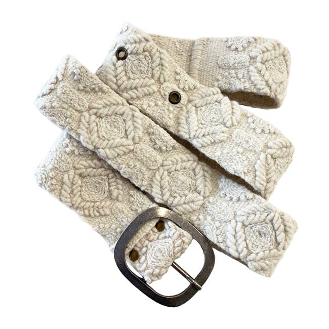 Wandering Clouds Embroidered Wool Belt: M