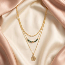 Layered Semi Precious Stone Coin Pendant Necklace: G