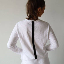 Relaxed Crew in White with Black Stripe