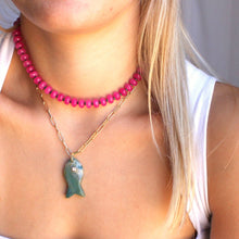 Large Gemstone Fish Pendant Necklace, Handmade, Fall Style: Blue Lapis / 16 inch