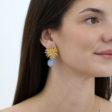 Starburst x Gem Drop Earrings - 24K Gold Plated: Mocha