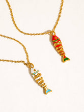 Laguna 18K Gold Non-Tarnish Enamel Fish Pendant Necklace: Blue
