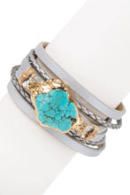 Braided Turquoise Natural Stone Leather Bracelet: Sand