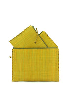 Set of 3 Nesting Zippered Straw Clutches Solid Colors: Natural / Solid