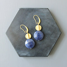 JLTE16 navy and brass earrings