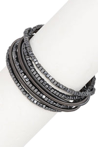 Scarlett Metallic Beaded Bracelet: Silver