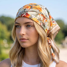 Watercolor Floral Satin Square Bandana Scarf: BE