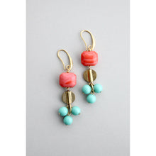 Salmon and Turquoise Dangle Earrings