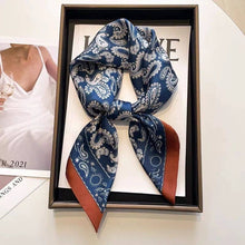D-364 Scarf silk touch 70x70 paisley pattern: Blue