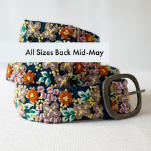 Morning Dew Floral Embroidered Wool Belt: Large