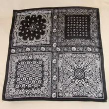 Multi-Patchwork Bandana Paisley Print Satin Square Scarf: BK