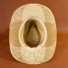 Two Tone Straw Braided Patches Cowboy Hat: KA