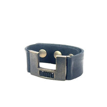 Angular Horseshoe Bracelet with Baguettes: Vintage Brown w Black Diamond