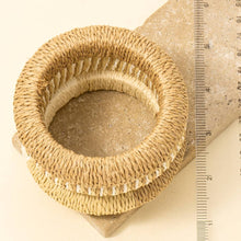 3Pc Mixed Straw Weave Bangle Bracelet Set: MULTI