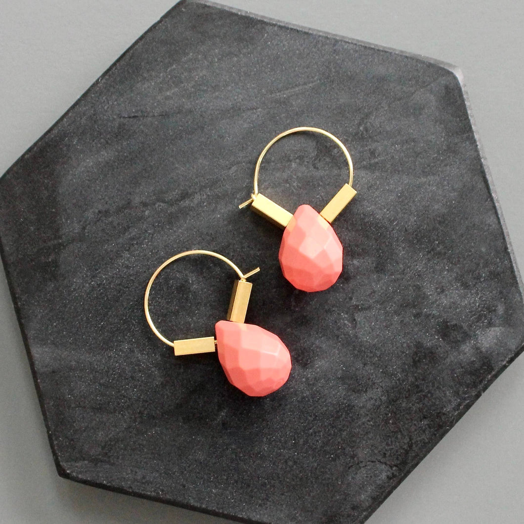 KYLE04 coral teardrop hoop earrings