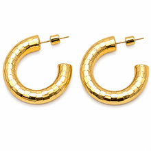 Allure 30mm Brushed Gold Patterned Hoop Earring