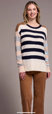 Stripe color block crew