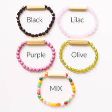 Colorful Stretchy Bead Bracelets with Brass Tubes: Green