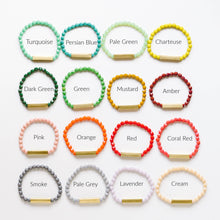 Colorful Stretchy Bead Bracelets with Brass Tubes: Green