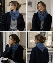 46735-k28 Small plain square scarf: Blue