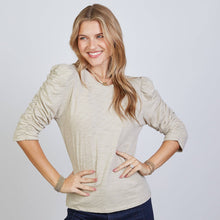 Sophie Ruched Elbow-length Tee in Sand