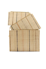 Amelia Set of 3 Pinstripe Nesting Raffia Straw Clutches: Blues