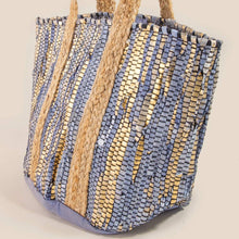 Vibrant Stripes Woven Tote Bag: GR