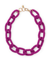 Jenna Chain Link Beaded Necklace Magenta