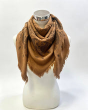 5467354-K24 Wool square scarf with paisley pattern: Brick