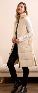 Long Zip Front Quilted Vest