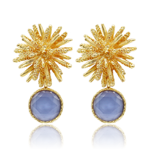 Starburst x Gem Drop Earrings - 24K Gold Plated: Mocha