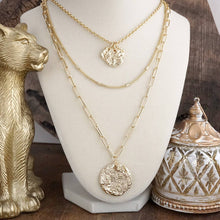 Treasure Trio – 3-in-1 Layered Hammered Coins Necklace: Gold Tone