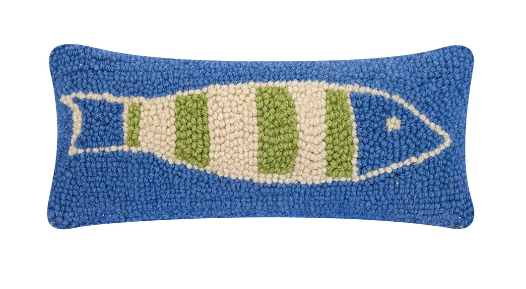 Blue Green Picket Fish Hook Pillow - Kate Nelligan
