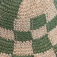 Straw Braided Checkered Bucket Hat: OL