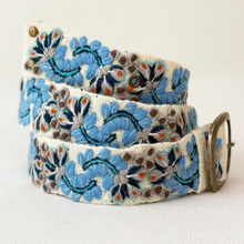 Blue Serenade Embroidered Wool Belt: S
