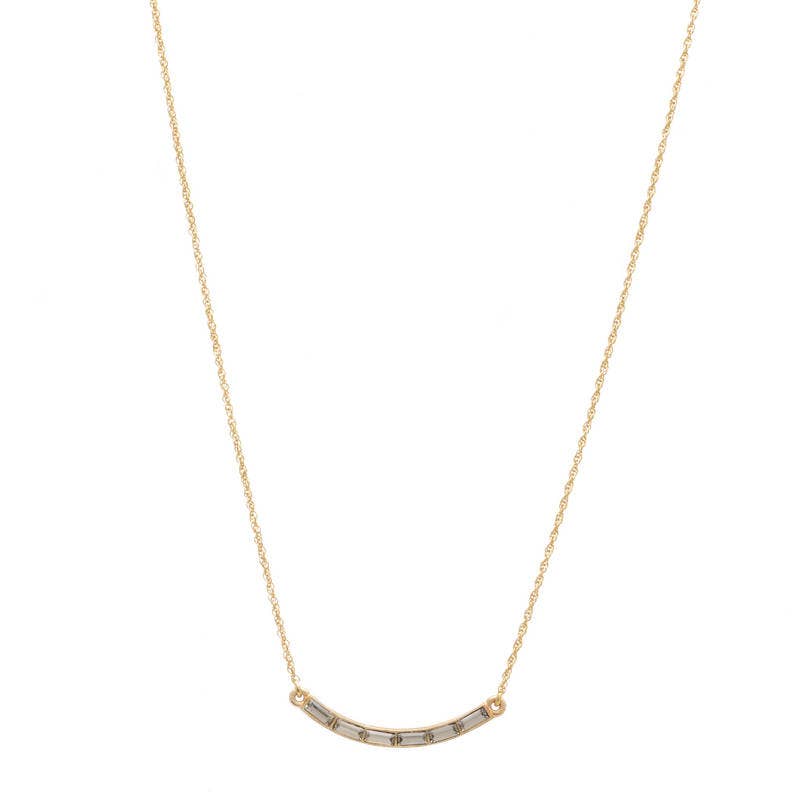 Baguette Curved Bar  Necklace: Black Diamond