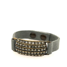 Rectangle Leather Bracelet: Vintage Brown W Lt Turq