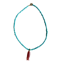 The Ashley Fish Necklace: Green Turquoise with Amethyst Fish