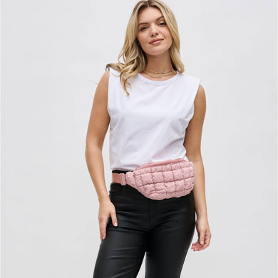 Resurgence - Quilted Puffer Nylon Belt Bag: Rose