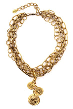 Rustica Multi Chain Necklace with Coin Cluster Pendant: Gold