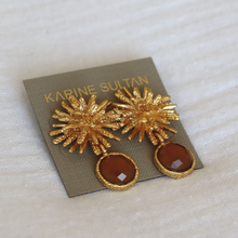 Starburst x Gem Drop Earrings - 24K Gold Plated: Mocha