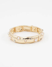 B25030 Faux Pearl/Rhinestone Adorned Stretch Bangle Bracelet: 01 GDPR