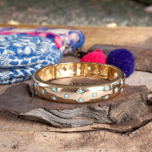 Gold-Tone Eternity Stretch Bangle – Pearls, Turquoise, or Crystals: Skinny - Turquoise